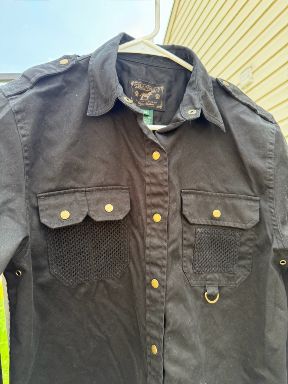 Ralph Lauren Black Utility Button-Down Shirt with Brass Snaps - Picture 3 of 16
